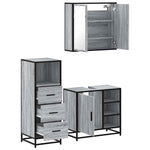 ZNTS 3 Piece Bathroom Furniture Set Grey Sonoma Engineered Wood 3301028