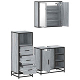 ZNTS 3 Piece Bathroom Furniture Set Grey Sonoma Engineered Wood 3301028