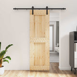 Sliding Door Natural and Black 70 x 210 cm Solid Pine Wood 3444900