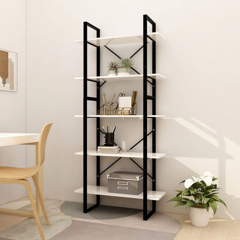 5-Tier Book Cabinet White 80x30x175 cm Engineered Wood 3081988