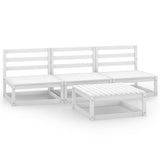 4 Piece Garden Lounge Set White Solid Wood Pine 3075305