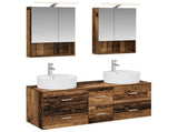 Bathroom Furniture Set 5 pcs Old Wood Engineered Wood and Glass 3406925