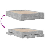 Bed Frame Concrete Grey Engineered Wood, Plywood Double Bed Frame 3280394