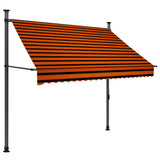 Manual Retractable Awning with LED 200 cm Orange and Brown 145878