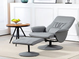 Swivel Recliner Chair with Footstool, PU Leather Armchair and Ottoman with High Back and Round Base T3398P329539