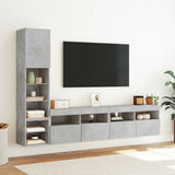 4 Piece TV Wall Units with LED Concrete Grey Engineered Wood 3216714