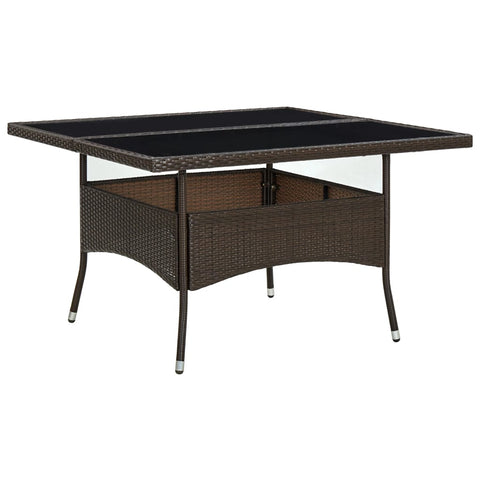 ZNTS Outdoor Dining Table Brown Poly Rattan and Glass 310556