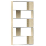 ZNTS Book Cabinet/Room Divider White and Sonoma Oak 80x24x159 cm Engineered Wood 800104