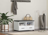 Hall Bench White 60 x 38 x 46 cm Engineered Wood and Fabric 891448