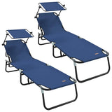Folding Sun Lounger Folding 2 pcs Blue 190 x 57 x 81 cm Oxford 42003134