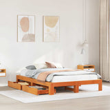 Bed Frame without Mattress Wax Brown 140x190 cm Solid Wood Pine 3309013