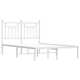 Metal Bed Frame without Mattress with Headboard White 135x190cm 353585