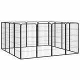 16-Panel Dog Playpen Black 50x100 cm Powder-coated Steel 3115960