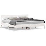 Bed Frame without Mattress White 200x200 cm Solid Wood Pine 3216201