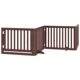 Dog Gate with Door Foldable 6 Panels Brown 480 cm Poplar Wood 3155689
