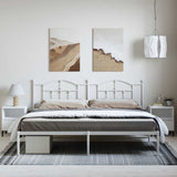 Metal Bed Frame without Mattress with Headboard White 193x203cm 353494