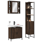 ZNTS 3 Piece Bathroom Cabinet Set Brown Oak Engineered Wood 3214744