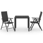 ZNTS 3 Piece Garden Dining Set Black 3060058