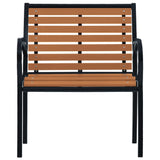 Garden Chair Set of 2 Black and Brown Steel and WPC Standard 312036