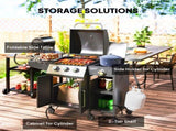 31 Burner Gas BBQ Grill with Storage Cabinet and Shelves, 9.5 kW Gas Barbecue Trolley with 6 Castor T3398P327991