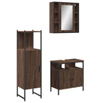 ZNTS 3 Piece Bathroom Cabinet Set Brown Oak Engineered Wood 3214759