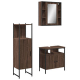 ZNTS 3 Piece Bathroom Cabinet Set Brown Oak Engineered Wood 3214759