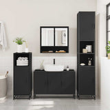 ZNTS 2 Piece Bathroom Furniture Set Black Engineered Wood 3300920