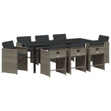 Garden Dining Set 9 pcs Grey Poly Rattan 3380696