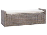 Storage Bench with Cushion Grey 110 x 40 x 50 cm Rattan 42011575