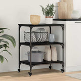 Kitchen Trolley Black Oak 60 x 41 x 76 cm Engineered Wood 883010