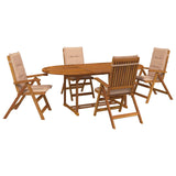 5-Piece Garden Dining Set Natural Solid Acacia Wood 3434484