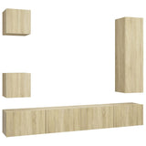 5 Piece TV Cabinet Set Sonoma Oak Engineered Wood 3079012