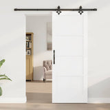 Sliding Door White and Black 78 x 202 cm Solid Pine Wood 3333499
