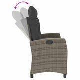 Reclining Garden Bench with Cushions Grey Poly Rattan 368228