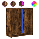Sideboard with LED Smoked Oak 77x34x85 cm Engineered Wood 852135