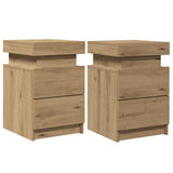 Bedside Cabinets with LED 2 pcs Artisian Oak 35x39x55 cm Engineered Wood 857657