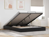 Ottoman Bed Frame Black Queen Size Faux Leather 3403065