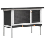 Outdoor Rabbit Hutch 1 Layer Grey Wood 170828