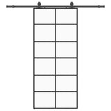 Sliding Door with Hardware Set Black 90x205 cm ESG Glass 3375851