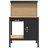 Workbench Black 90 x 49 x 141 cm Engineered Wood and Metal 42020133