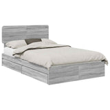 Storage Bed Grey Sonoma 135 x 190 cm Engineered Wood 3412288
