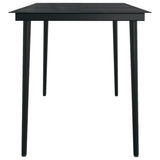 Garden Dining Set Black PE rattan, powder-coated steel, glass 3099397