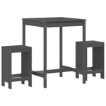 3 Piece Garden Bar Set Grey Solid Wood Pine 3157735