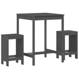 3 Piece Garden Bar Set Grey Solid Wood Pine 3157735