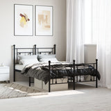 Metal Bed Frame without Mattress with Footboard Black 120x200cm 374355