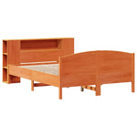 ZNTS Bookcase Bed without Mattress Wax Brown 135x190cm Solid Wood Pine 3323076