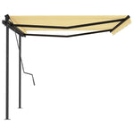 ZNTS Manual Retractable Awning with Posts 4.5x3 m Yellow and White 3070158