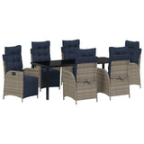 Garden Dining Set with Cushion 7 pcs Grey and Black Rattan 3380587