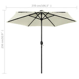 Garden Parasol with LED Lights and Aluminium Pole 270 cm Sand White 47353