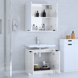ZNTS 2 Piece Bathroom Cabinet Set High Gloss White Engineered Wood 3115864